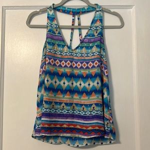 Colorful Printed Tank with Unique Straps - size small